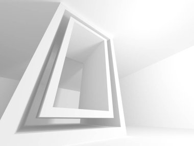 Beyaz Mimarlık inşaat Modern iç arka plan. 3D render illüstrasyon