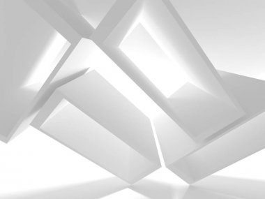 Beyaz Mimarlık inşaat Modern iç arka plan. 3D render illüstrasyon