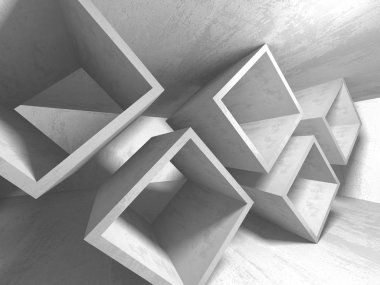 Geometrik beton mimari arka plan. 3D render illüstrasyon