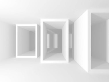 Fütüristik beyaz mimari tasarım arka plan. 3D render illüstrasyon