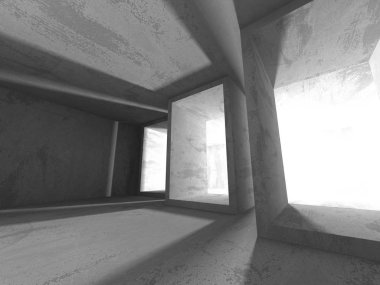 Geometrik beton mimari arka plan. 3D render illüstrasyon