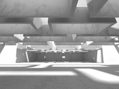 Geometrik beton mimari arka plan. 3D render illüstrasyon