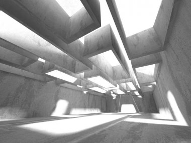 Geometrik beton mimari arka plan. 3D render illüstrasyon