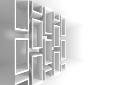 Soyut modern beyaz mimari arka planı. 3d resimleme