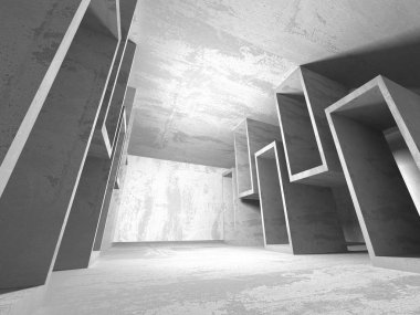 Geometrik beton mimari arka plan. 3D render illüstrasyon