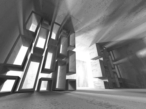 Темная Пустая Комната Бетонные Ржавые Стены Архитектурный Гранж Фон Трехмерная — стоковое фото