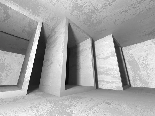 Karanlık Bodrum boş odası iç. Beton duvarlar. Mimari arka plan. 3D render illüstrasyon