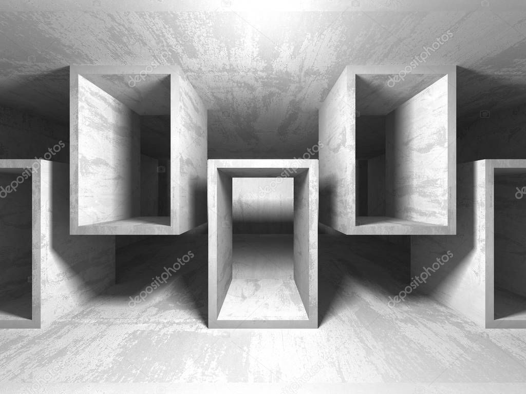 Abstract geometric concrete architecture background. 3d render illustration