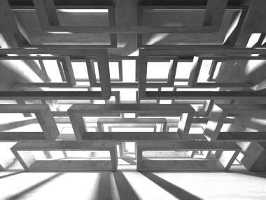 Geometrik beton mimari arka plan. 3D render illüstrasyon