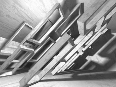 Geometrik beton mimari arka plan. 3D render illüstrasyon