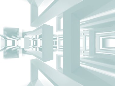 Soyut modern beyaz mimari arka planı. 3d resimleme