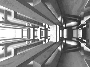 Geometrik beton mimari arka plan. 3D render illüstrasyon