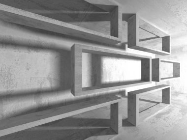 Geometrik beton mimari arka plan. 3D render illüstrasyon