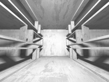 Geometrik beton mimari arka plan. 3D render illüstrasyon