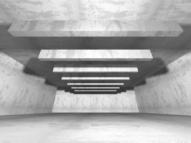 Geometrik beton mimari arka plan. 3D render illüstrasyon