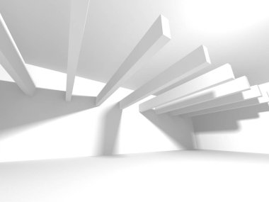 Fütüristik beyaz mimari tasarım arka plan. 3D render illüstrasyon