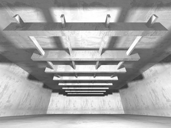Dunkler Leerer Raum Rostige Betonwände Architektur Grunge Hintergrund Darstellung — Stockfoto