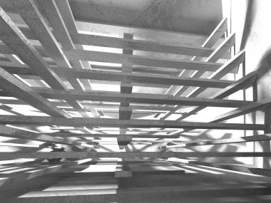 Geometrik beton mimari arka plan. 3D render illüstrasyon