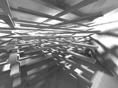 Geometrik beton mimari arka plan. 3D render illüstrasyon