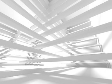 Beyaz Mimarlık inşaat Modern iç arka plan. 3D render illüstrasyon