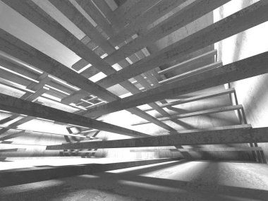 Geometrik beton mimari arka plan. 3D render illüstrasyon