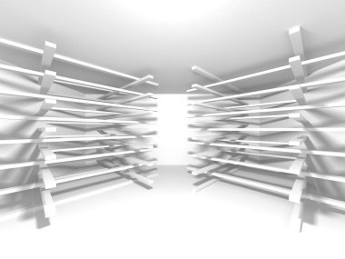 Soyut modern beyaz mimari arka planı. 3d resimleme