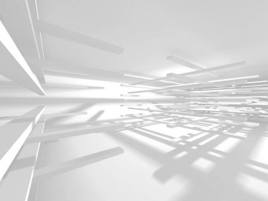 Soyut modern beyaz mimari arka planı. 3d resimleme