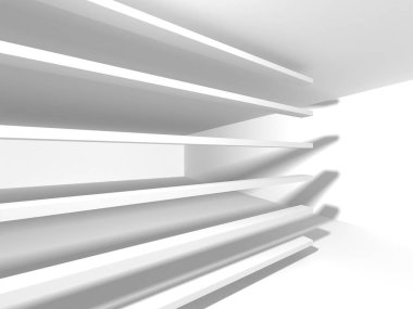 Fütüristik beyaz mimari tasarım arka plan. 3D render illüstrasyon