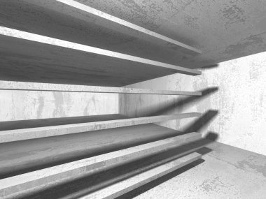 Geometrik beton mimari arka plan. 3D render illüstrasyon