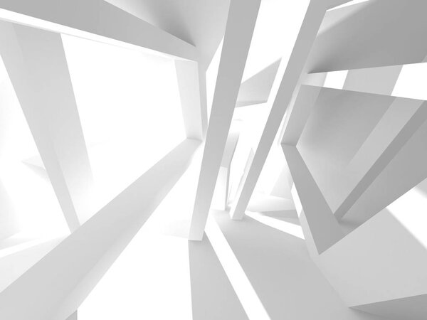 Abstract geometric architectural background in white with shadows