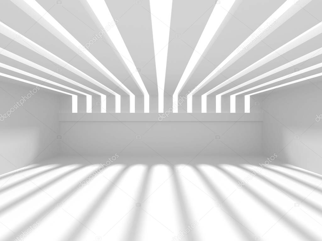 Abstract geometric architectural background in white with shadows