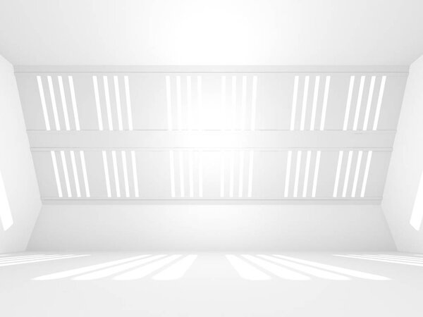 Abstract geometric architectural background in white with shadows