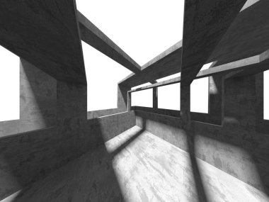 Karanlık beton boş oda. Modern mimari tasarım