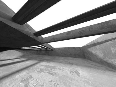 Karanlık beton boş oda. Modern mimari tasarım