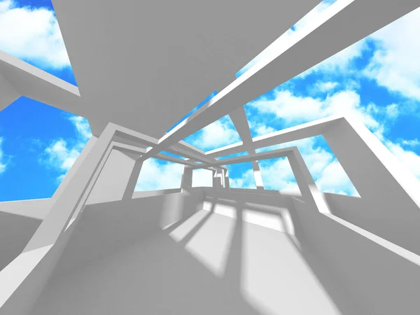 Futuristic White Architecture Design on Cloudy Sky Background — Stock Photo, Image