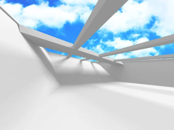 Design futuriste d'architecture blanche sur fond de ciel nuageux — Photo