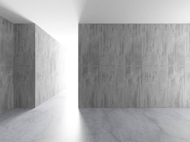 Karanlık beton boş oda. Modern mimari tasarım