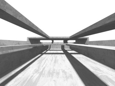 Karanlık beton boş oda. Modern mimari tasarım