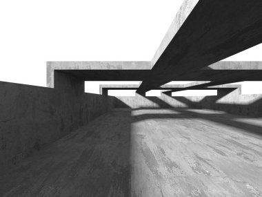 Karanlık beton boş oda. Modern mimari tasarım