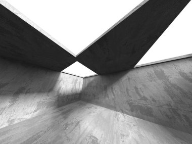 Karanlık beton boş oda. Modern mimari tasarım