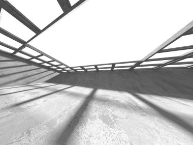 Karanlık beton boş oda. Modern mimari tasarım