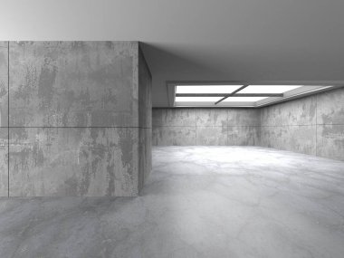 Karanlık beton boş oda. Modern mimari tasarım