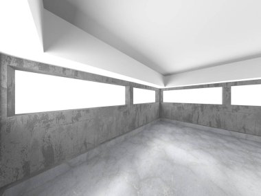 Karanlık beton boş oda. Modern mimari tasarım
