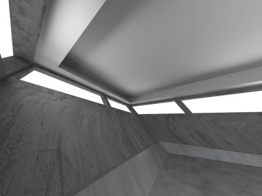 Karanlık beton boş oda. Modern mimari tasarım