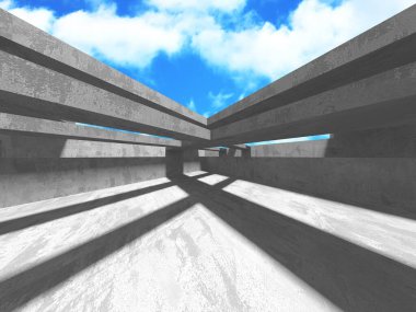 Bulutlu gökyüzü arka planda beton oda duvar inşaatı