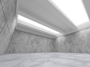 Karanlık beton boş oda. Modern mimari tasarım