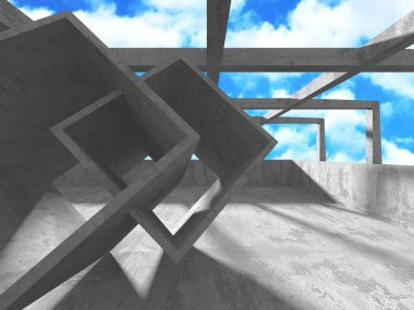 Bulutlu gökyüzü arka planda beton oda duvar inşaatı