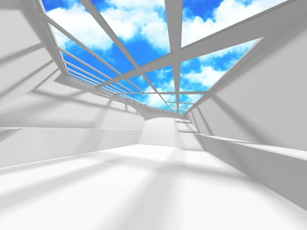 Design futuristico dell'architettura bianca su sfondo cielo nuvoloso — Foto Stock