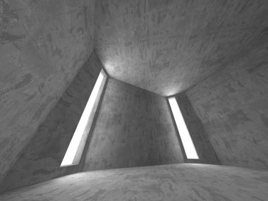 Karanlık beton boş oda. Modern mimari tasarım