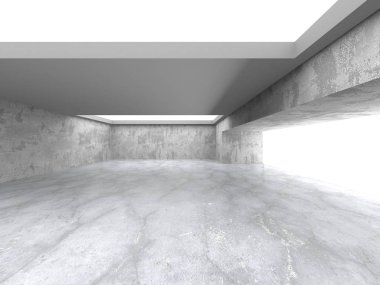 Karanlık beton boş oda. Modern mimari tasarım